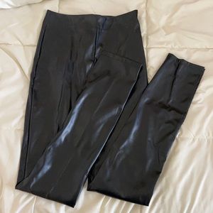 Shein black pleather leggings